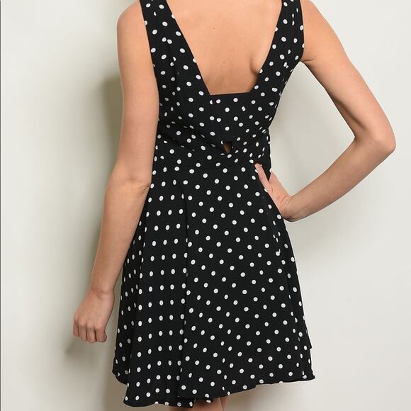Polka Dot Dress Black and White Cutout - Picture 2 of 7